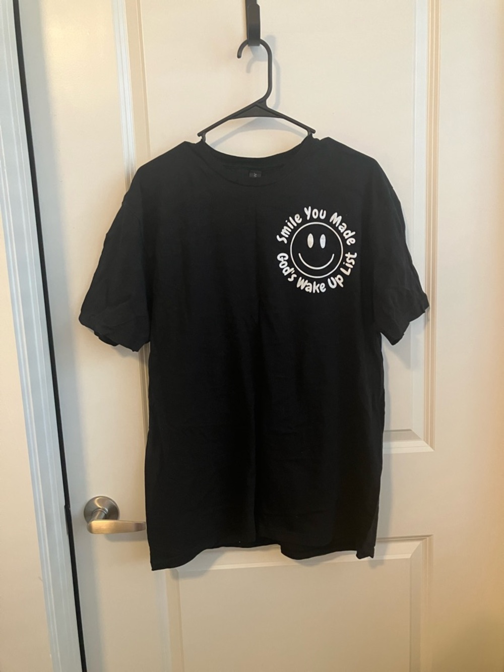 Gildan Black Short Sleeve Tee with White Smile Graphic